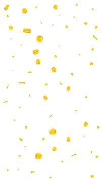 Bitcoin coins falling. Cryptocurrency scattered Stock Illustration