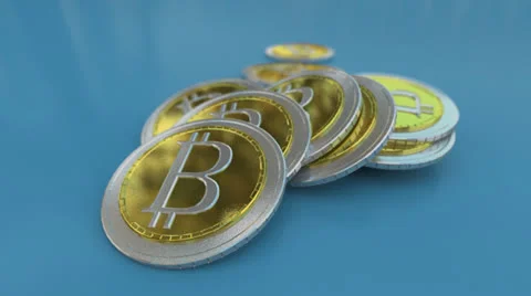 Bitcoin coins falling down Stock Footage 22614341