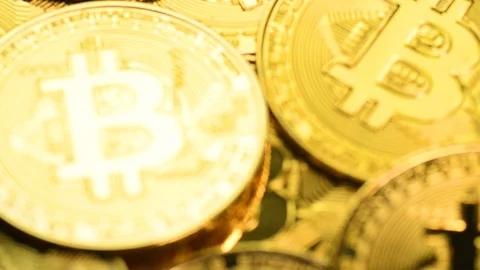 Bitcoin coins macro shot Stock Footage 109266613