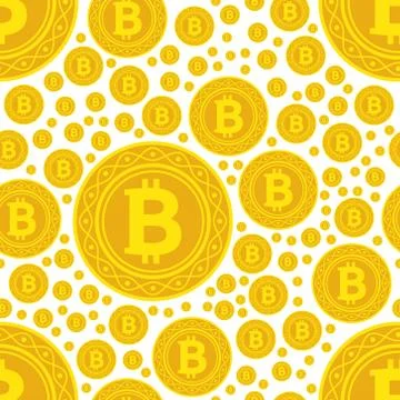 Bitcoin coins seamless pattern Stock Illustration