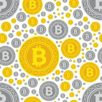 Bitcoin coins seamless pattern Stock Illustration
