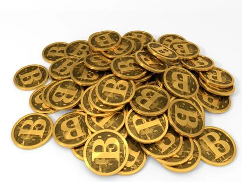 Bitcoin coins stack. 3d illustration. Stock Illustration