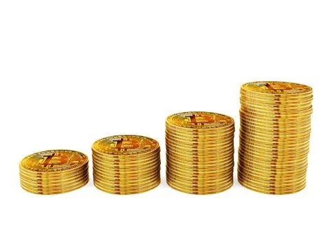 Bitcoin coins stack step up, money growing and financial investment concept Stock Illustration