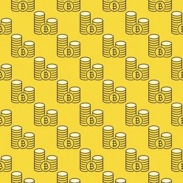 Bitcoin Coins vector Crypto Coin colored seamless pattern Stock Illustration