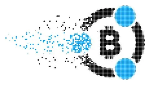 Bitcoin Collaboration Moving Pixel Icon 스톡 일러스트