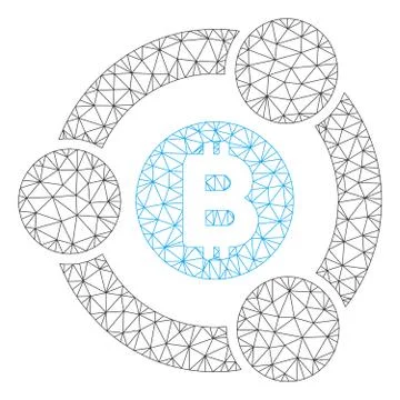 Bitcoin Collaboration Vector Mesh Network Model 스톡 일러스트