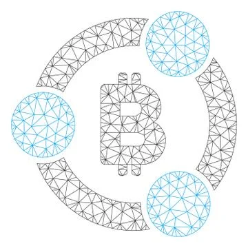 Bitcoin Collaboration Vector Mesh Wire Frame Model 스톡 일러스트
