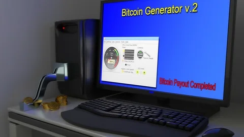 Bitcoin Computer Coin Creator Stock Footage 90842760