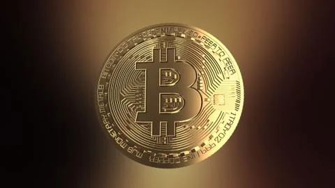 Bitcoin - computer generated image of a golden coin Stock Photos