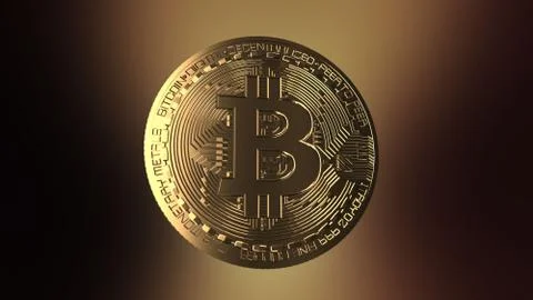 Bitcoin - computer generated image of a golden coin Stock Photos