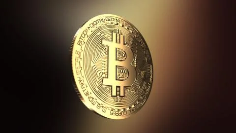 Bitcoin - computer generated image of a golden coin Foto stock