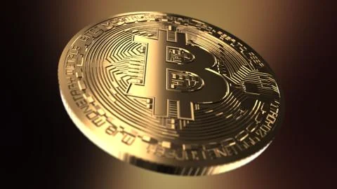 Bitcoin - computer generated image of a golden coin Foto stock