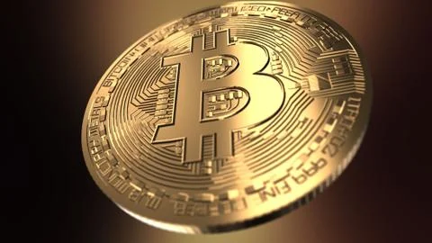 Bitcoin - computer generated image of a golden coin Stock Photos