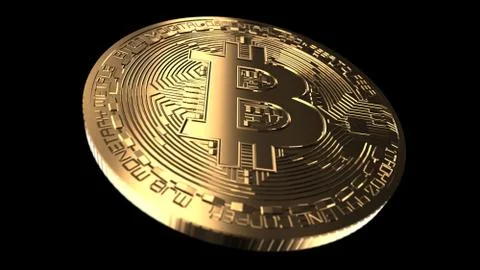 Bitcoin - computer generated image of a golden coin Stock Photos