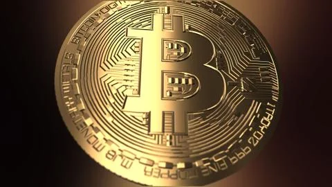 Bitcoin - computer generated image of a golden coin Stock Photos