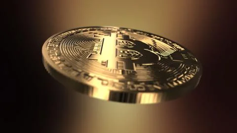 Bitcoin - computer generated image of a golden coin Stock Photos