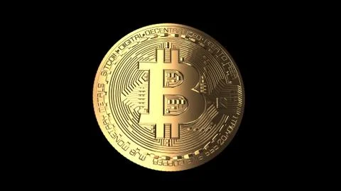 Bitcoin - computer generated image of a golden coin Stock Photos