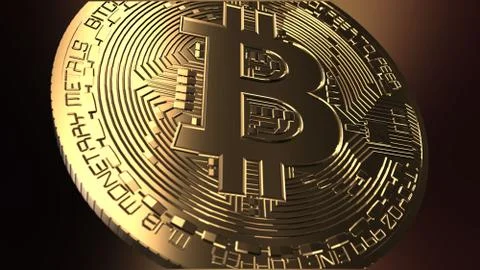Bitcoin - computer generated image of a golden coin Foto stock