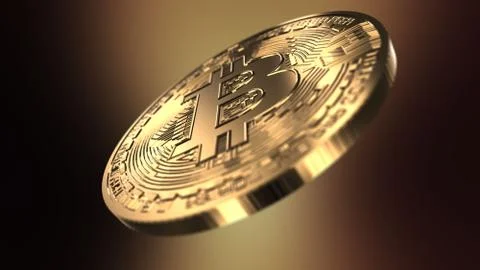 Bitcoin - computer generated image of a golden coin Stock Photos