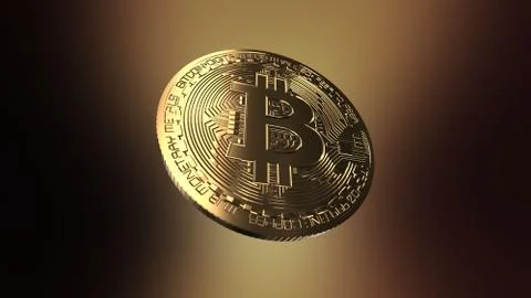 Bitcoin - computer generated image of a golden coin Stock Photos