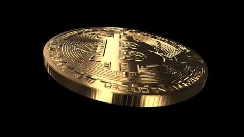 Bitcoin - computer generated image of a golden coin Stock Photos