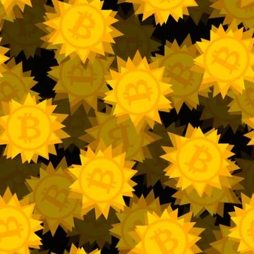 Bitcoin computer virus pattern. Crypto currency is web bug background. Vector Stock Illustration