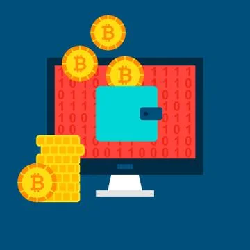 Bitcoin Computer Wallet Concept Stock Illustration
