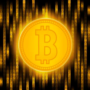 Bitcoin concept on an abstract yellow background . Crypto currency abstraction Stock Illustration