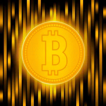 Bitcoin concept on an abstract yellow background . Crypto currency abstraction Stock Illustration