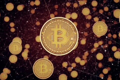 Bitcoin concept background. Symbolic image of virtual currency. Stock Illustration