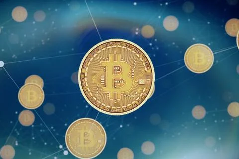 Bitcoin concept background. Symbolic image of virtual currency. Ilustração Stock