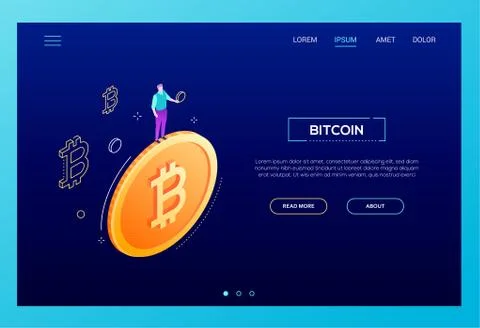 Bitcoin concept - modern isometric vector web banner Stock Illustration