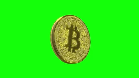The bitcoin concept rotates on a green background 3d render Video stock 246424926