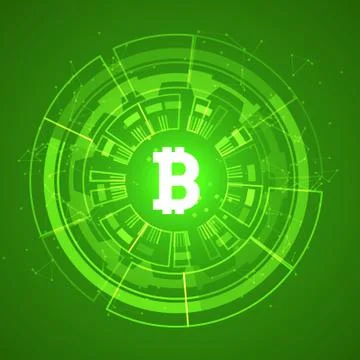 Bitcoin conceptual glowing background. Crypto currency blockchain business Illustrazione stock