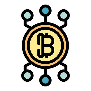 Bitcoin connecting to network of computers, cryptocurrency mining concept Stock Illustration