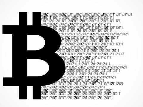 Bitcoin consisting of binary code, technology logo Stock Illustration