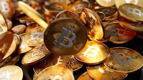 Bitcoin copins falling Dynamic Camera Movement Highlights Cryptocurrency Assets Stock Footage 264516411