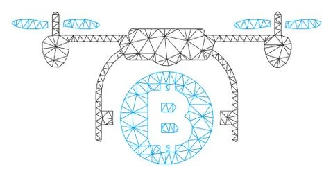 Bitcoin Copter Vector Mesh Network Model Illustrazione stock