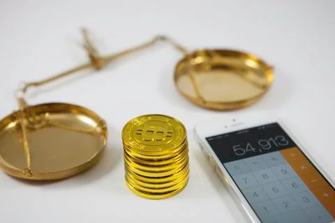 Bitcoin counting concept Stock Photos