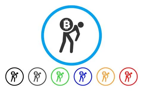 Bitcoin Courier Man Flat Icon Stock Illustration
