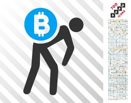 Bitcoin Courier Man Flat Icon with Bonus Stockillustratie
