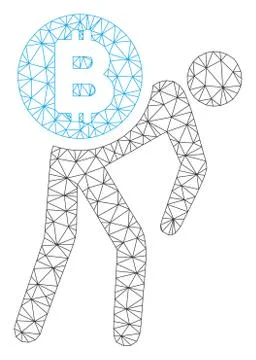 Bitcoin Courier Man Vector Mesh Network Model 스톡 일러스트