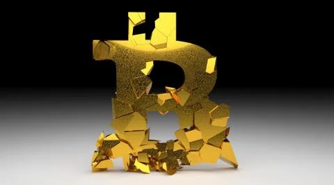 Bitcoin Crash - 3D Render shatter of global cryptocurrency Illustrazione stock