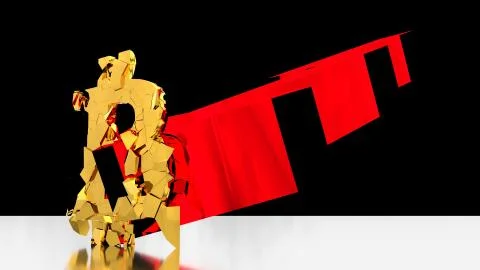 Bitcoin Crash - 3D Render shatter of global cryptocurrency Illustrazione stock