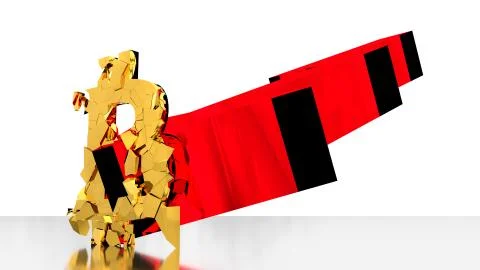 Bitcoin Crash - 3D Render shatter of global cryptocurrency Illustrazione stock