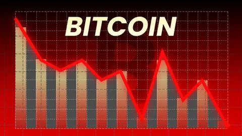 Bitcoin Crash Concept background with red alarming colors 4k Stock Illustration