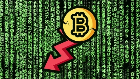 Bitcoin crash. Cryptocurrency on fall. Stock Footage 155373905