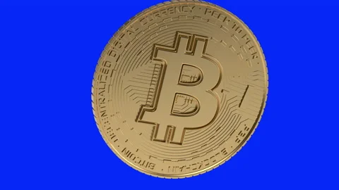 Bitcoin Crash Floor Explode Pieces on Blue Isolated Stock Footage 156408138