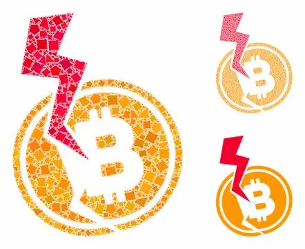 Bitcoin crash lightning Composition Icon of Unequal Pieces 库存插图