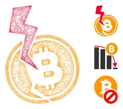 Bitcoin Crash Lightning Polygonal Web Vector Mesh Illustration イラスト素材
